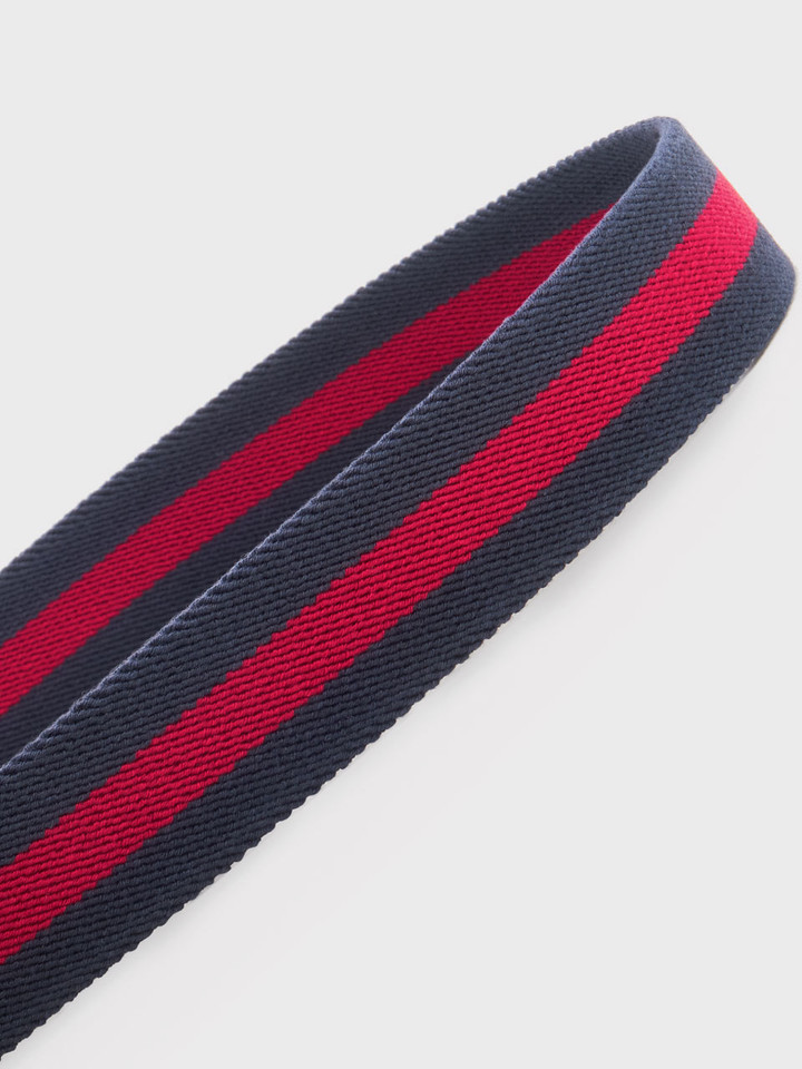 Navy and Red Stripe Canvas Belt