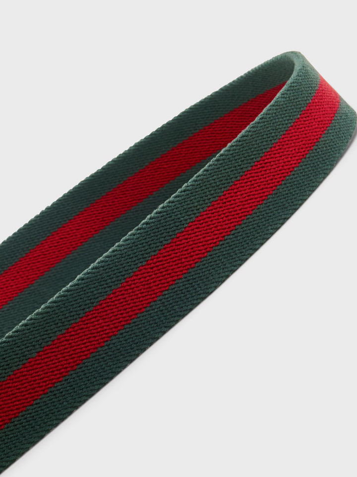 Green & Red Stripe Canvas Belt