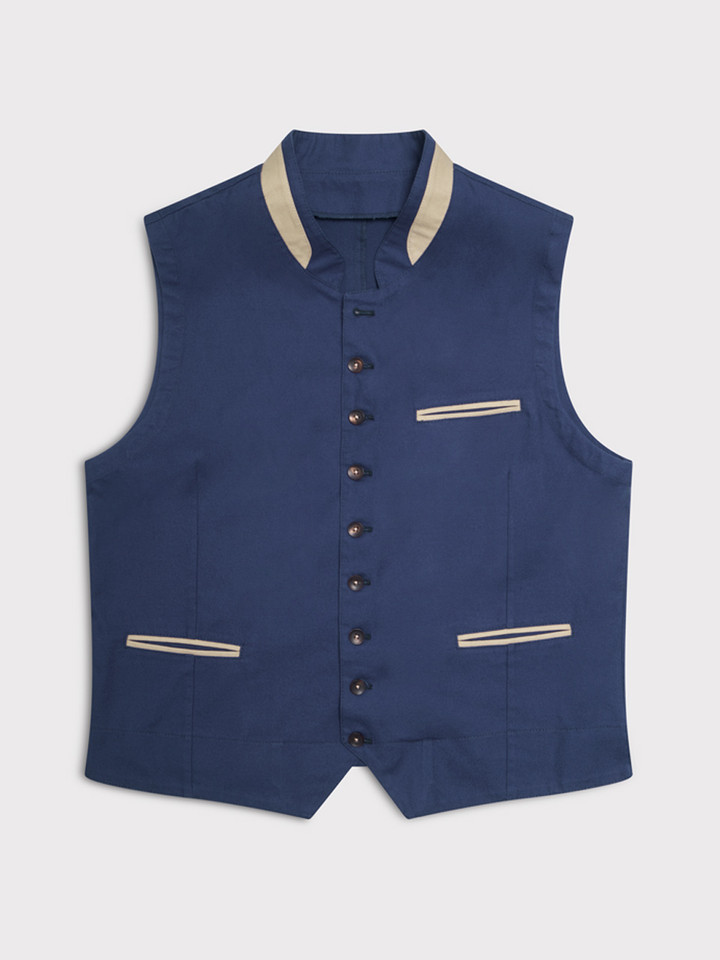 Mens Navy Alpine Waistcoat Flat Front