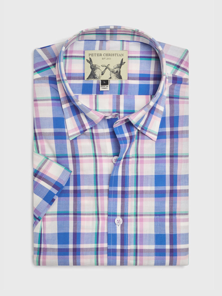 Blue & Pink Cotton Check Shirt