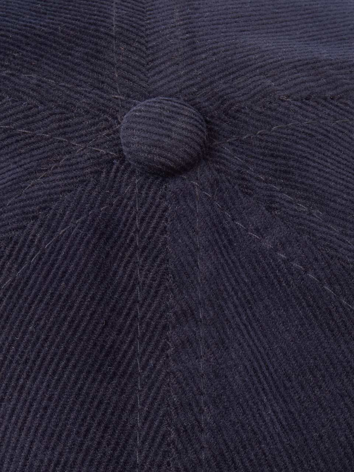 Mens Navy Blue Corduroy Baseball Cap Fabric Closeup