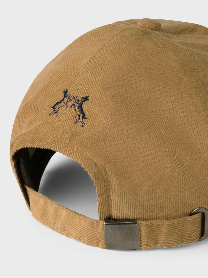 Mens Sand Corduroy Baseball Cap Embroidery Details