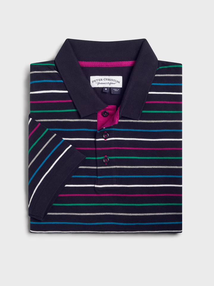 Navy Striped Polo Shirt