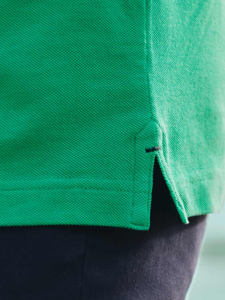 Mens Mint Green Cotton Polo Shirt Gusset Detail