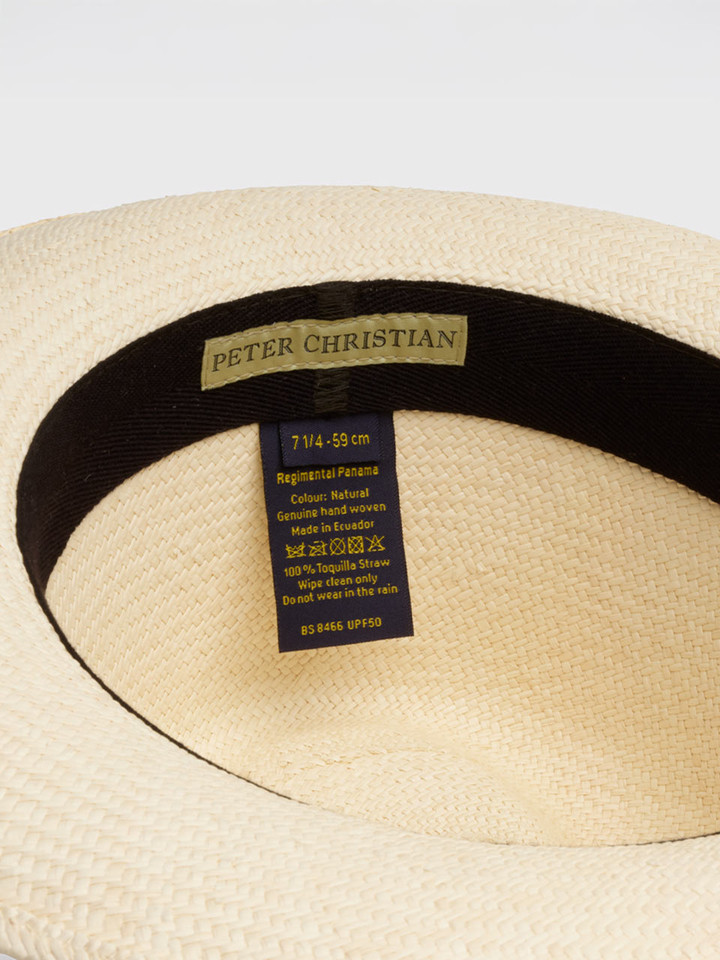 Natural Regimental Panama Hat Inside