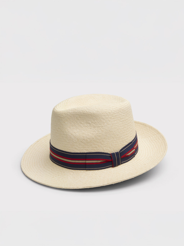 Natural Regimental Panama Hat Side
