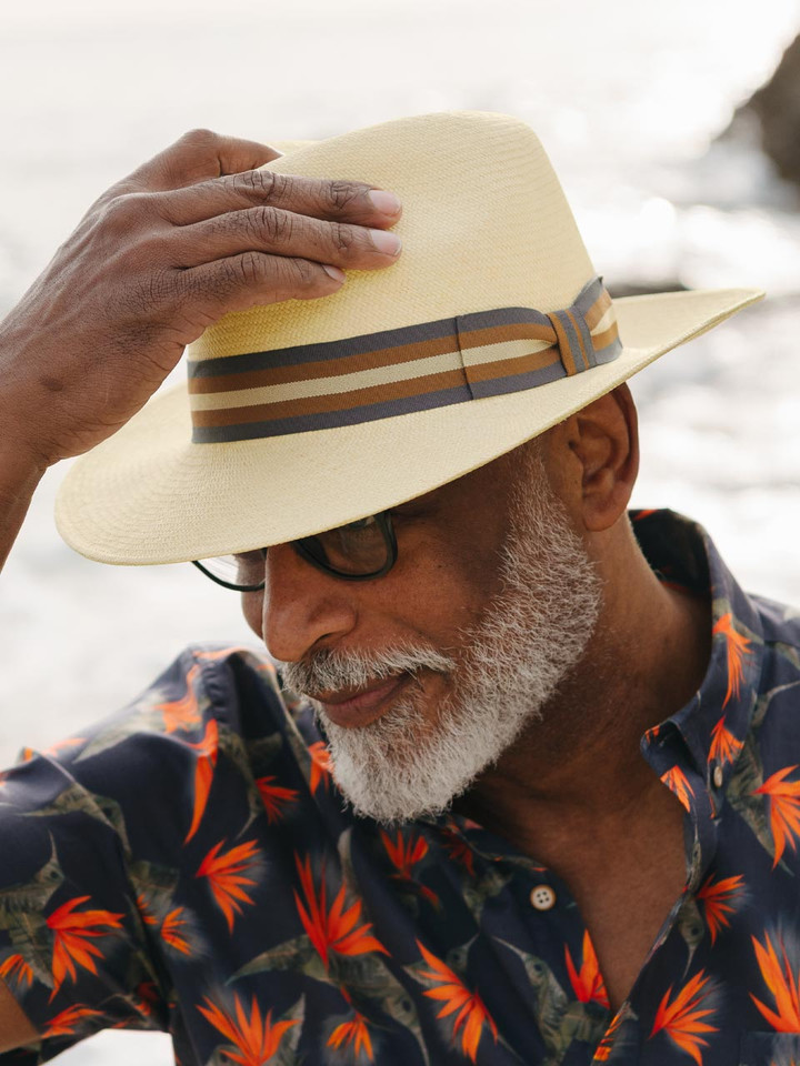 Mens Superfine Panama Hat On Model