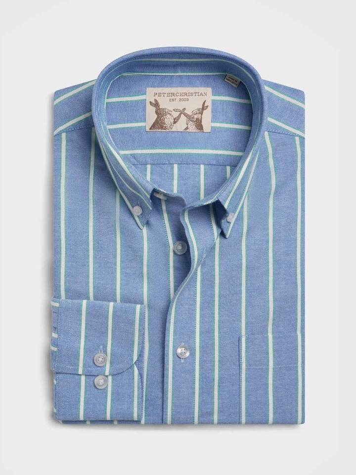 Blue/Green Cotton Oxford Shirt