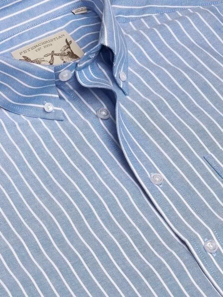 Blue/White Cotton Oxford Stripe Shirt