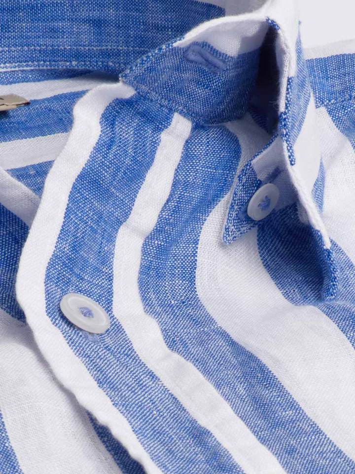 Blue and White Short Sleeve Shirt