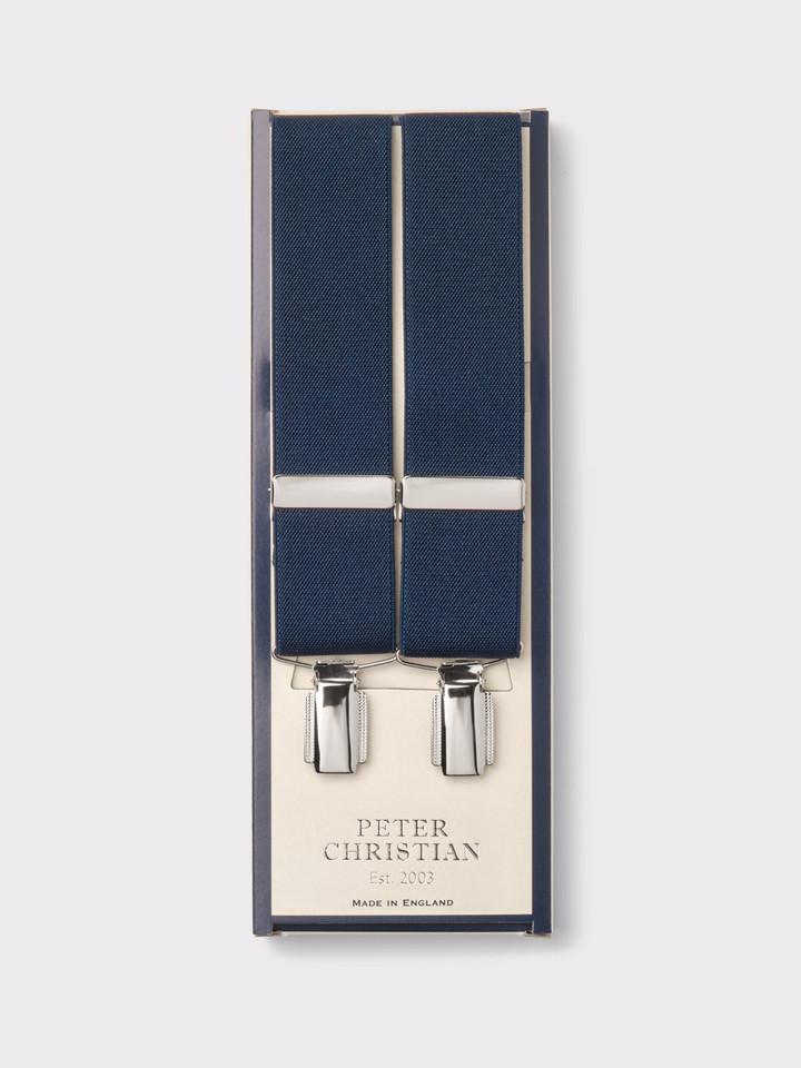 Men's Navy Elasticated Braces Presentation Box