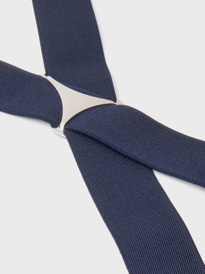 Men's Navy Elasticated Braces Back Plate