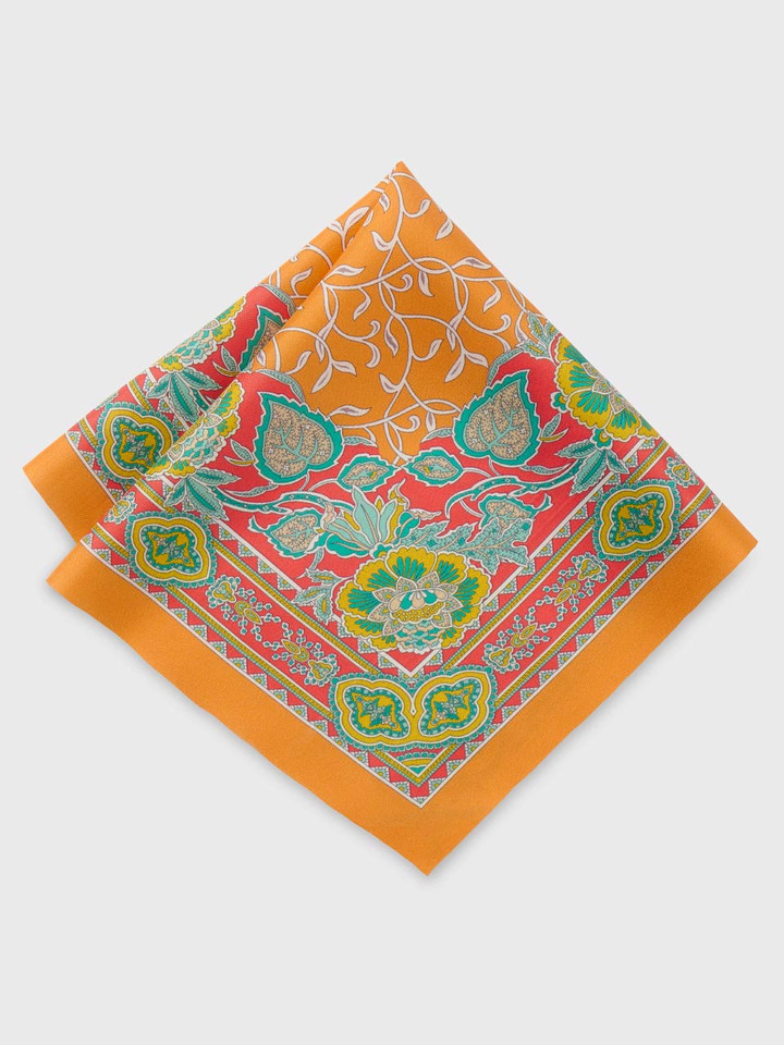 Orange botanical pocket square