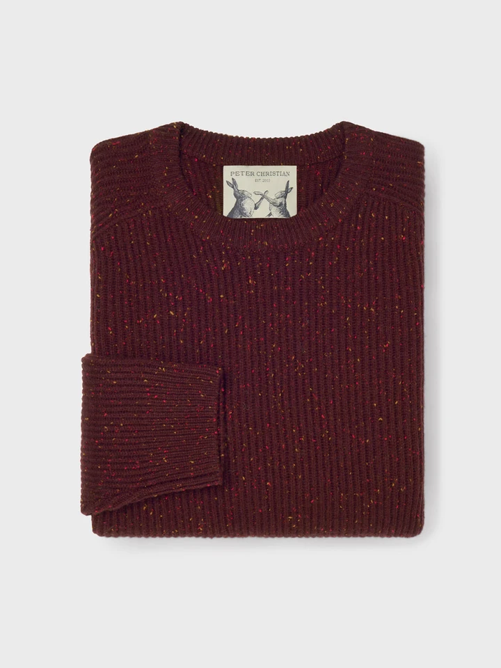 Mens Wine Flecked Crew Neck Jumper