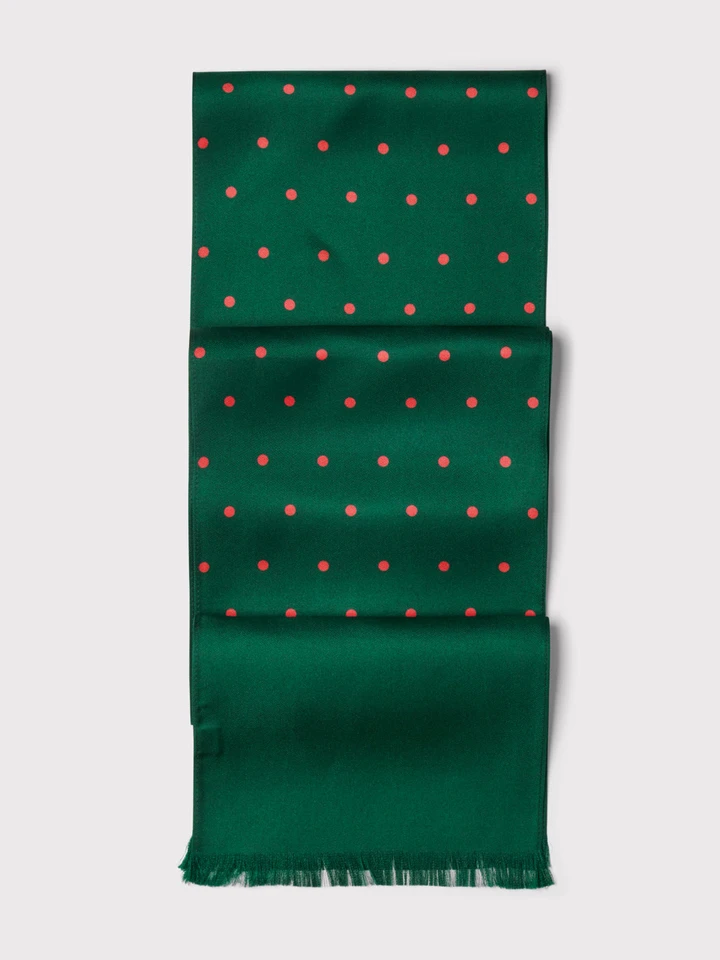 Mens Pine & Rust Polka Dot Silk Scarf
