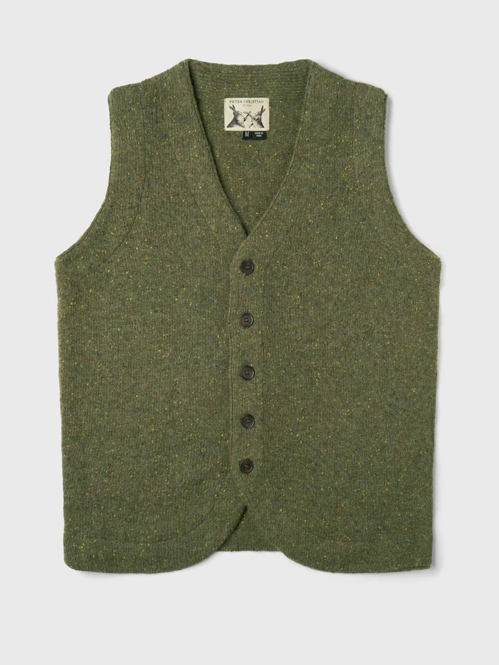Men's Thyme Green Knitted Waistcoat