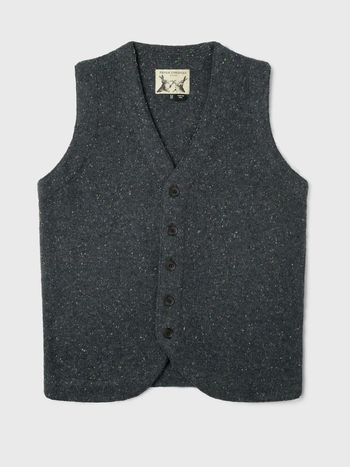 Men's Charcoal Grey Knitted Waistcoat