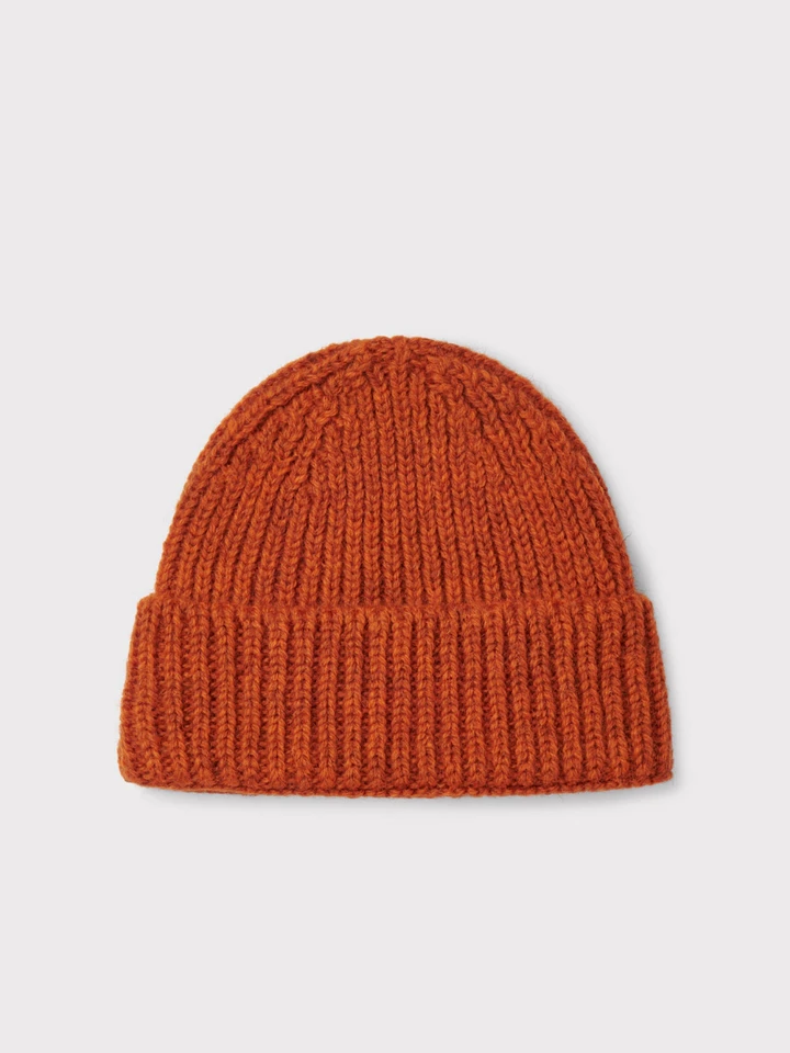 Mens Orange British Wool Beanie Hat