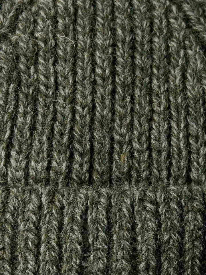 Mens Lichen Green British Wool Beanie Hat
