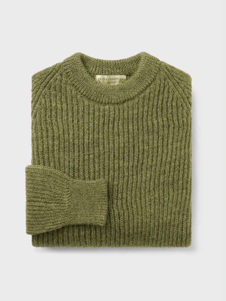 Green Ribbed Fisherman Jumper