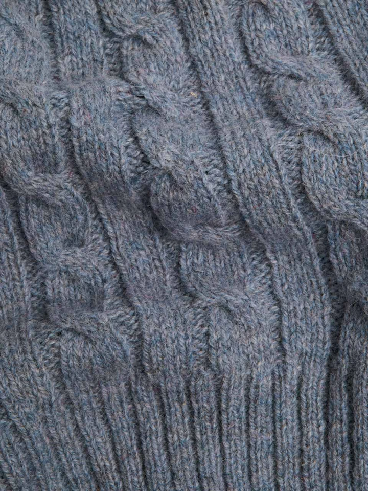 Mens Mist Blue Cable Crew Neck Jumper