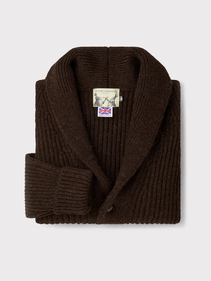 Espresso Brown Shawl Neck Cardigan