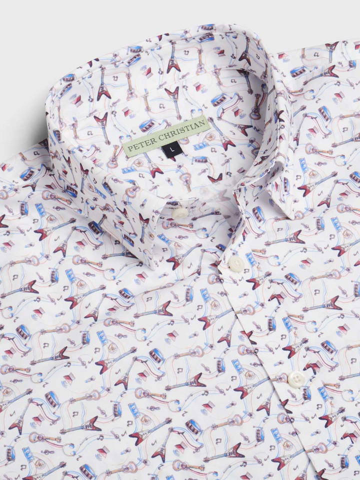 Mens Musical Print 100% Cotton Shirt