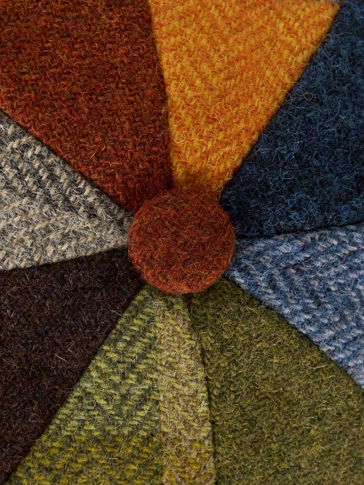 Mens Multicoloured Harris Tweed® Baker Boy Cap