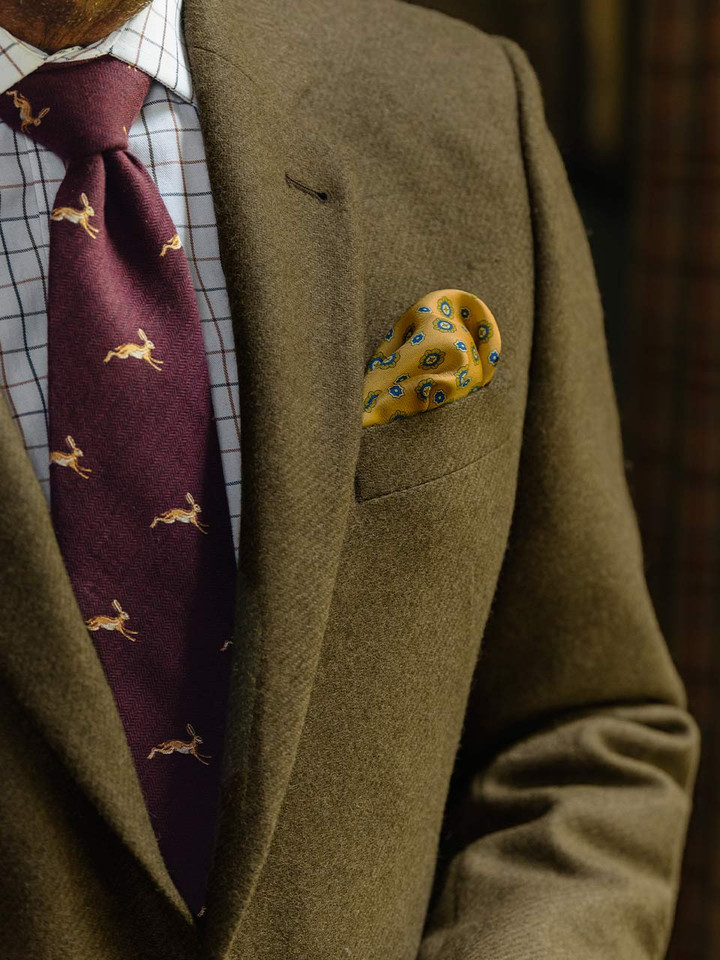 Mens Moss Lightweight Tweed Jacket on Model Closeup