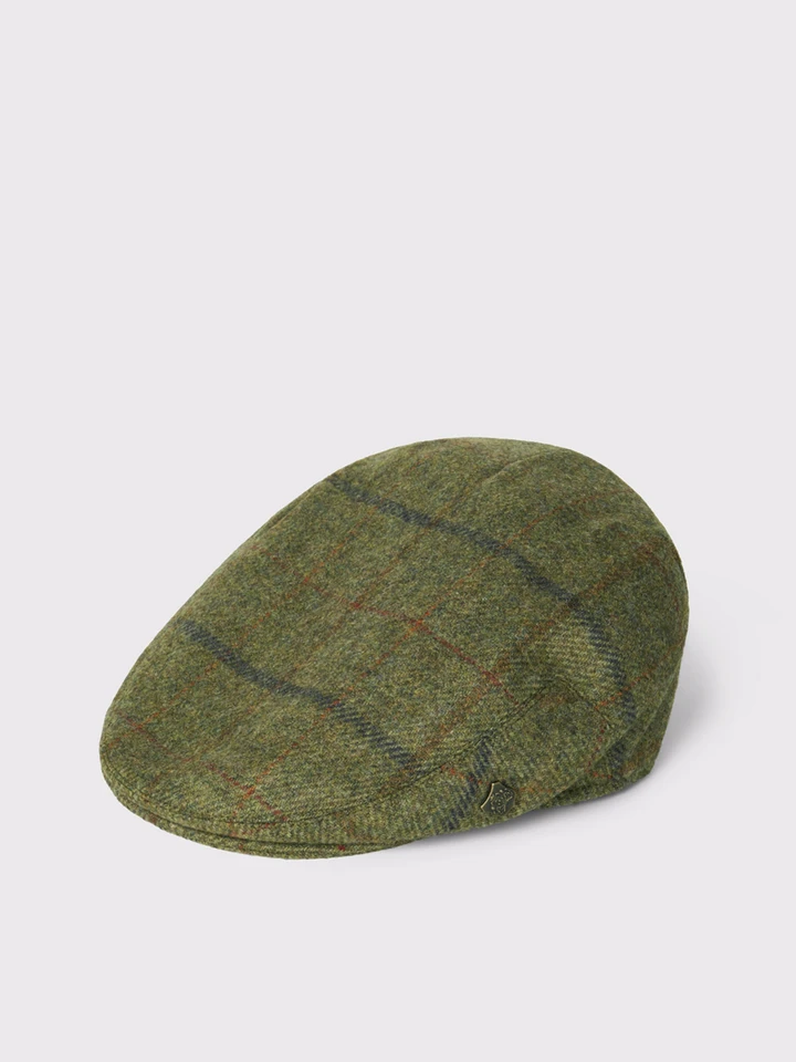 Mens Green Wool Flat Cap