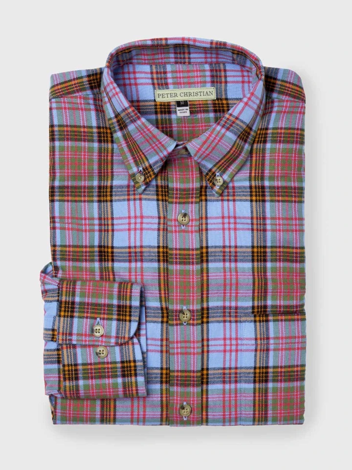 Men's Blue Brushed Cotton Tartan Shirt