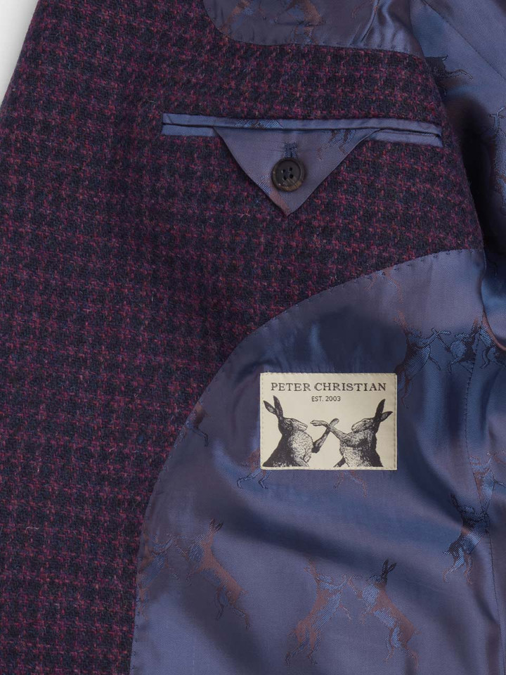 Mens Midnight Harris Tweed Jacket Inside Pocket
