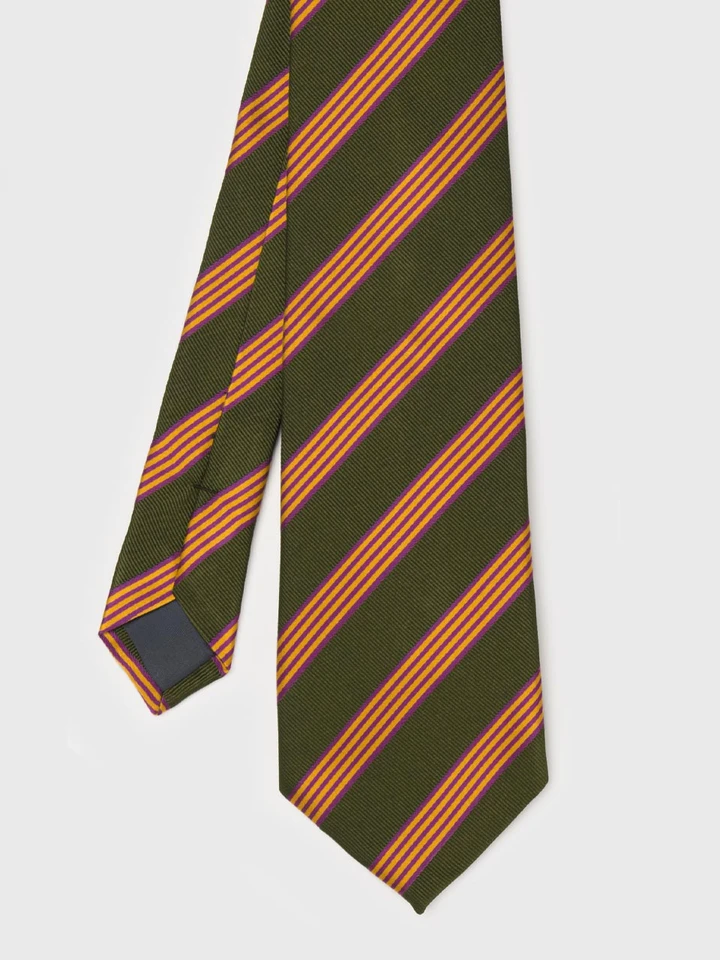 Green Striped Silk Tie