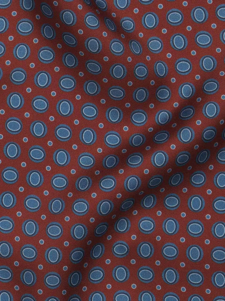 Rust & Blue Oval Pattern Silk Cravat