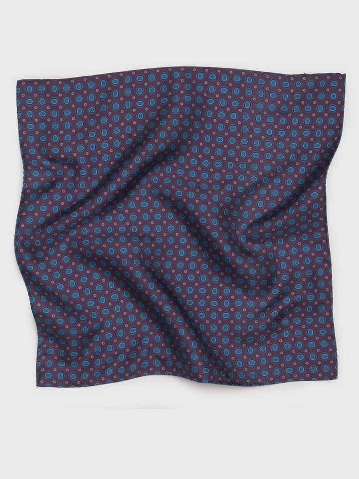 Purple & Blue Oval Pattern Silk Pocket Square