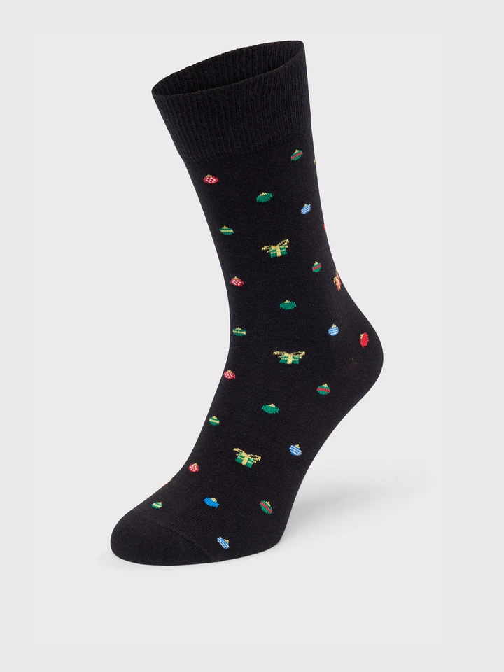 Mens Black Christmas Gift Socks on Foot