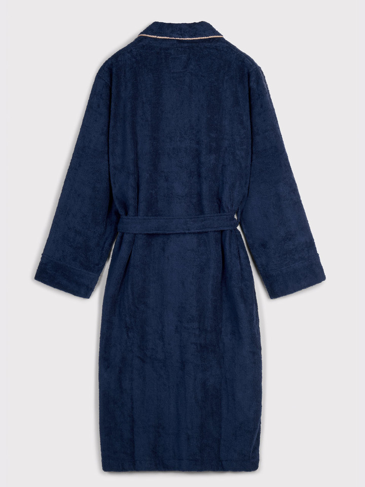 Mens Navy Towelling Dressing Gown Back