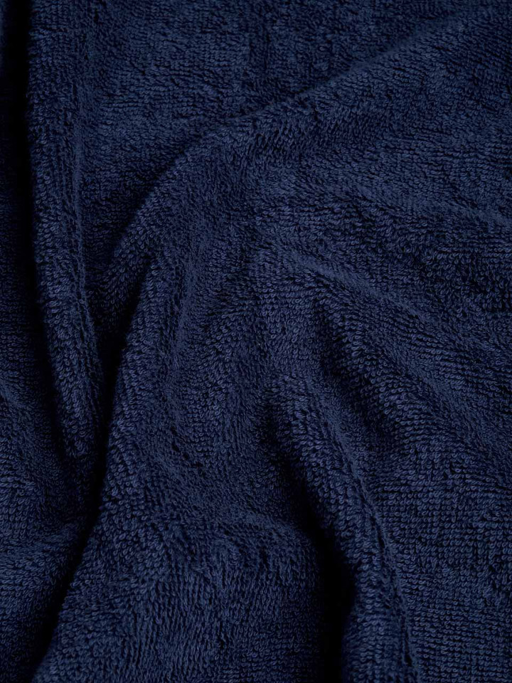 Mens Navy Towelling Dressing Gown Fabric Closeup