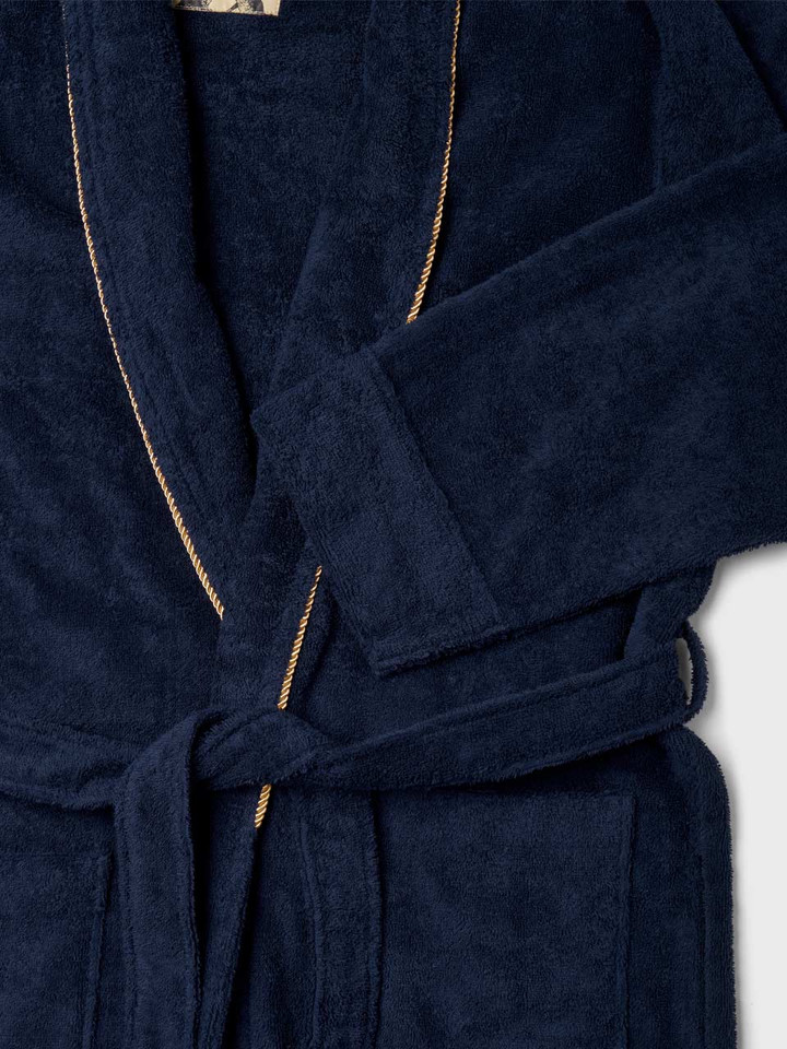 Mens Navy Towelling Dressing Gown