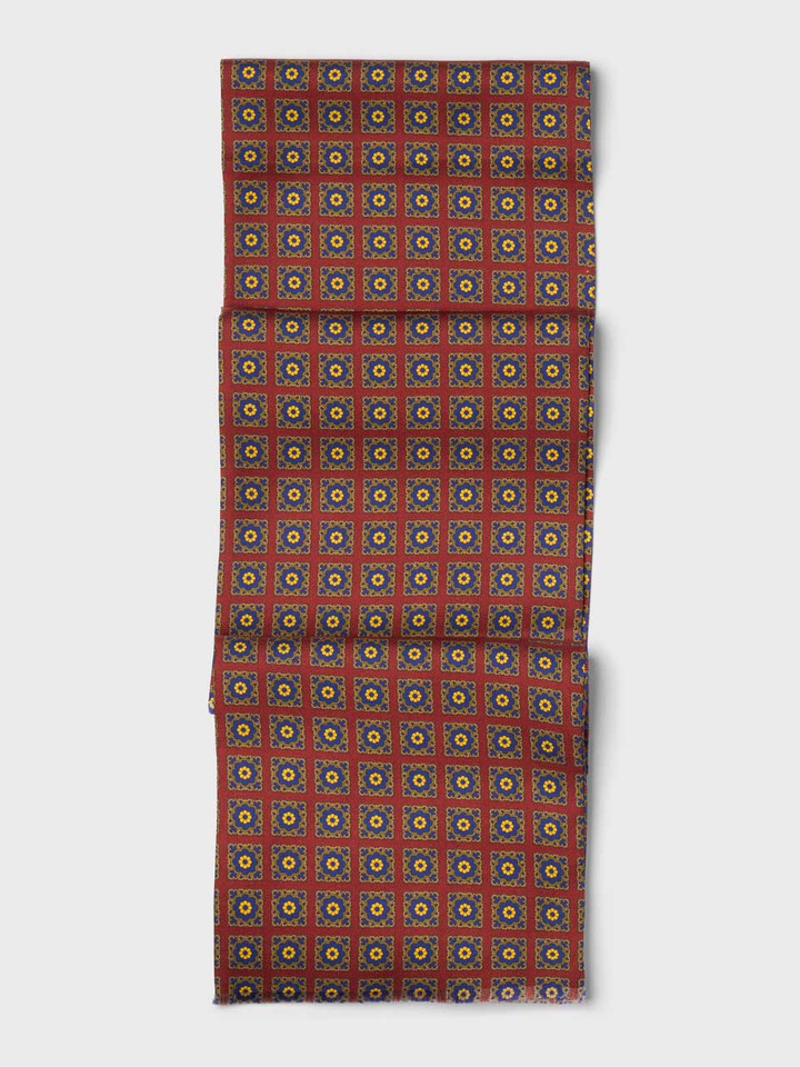 Sienna & Blue Medallion Silk Scarf