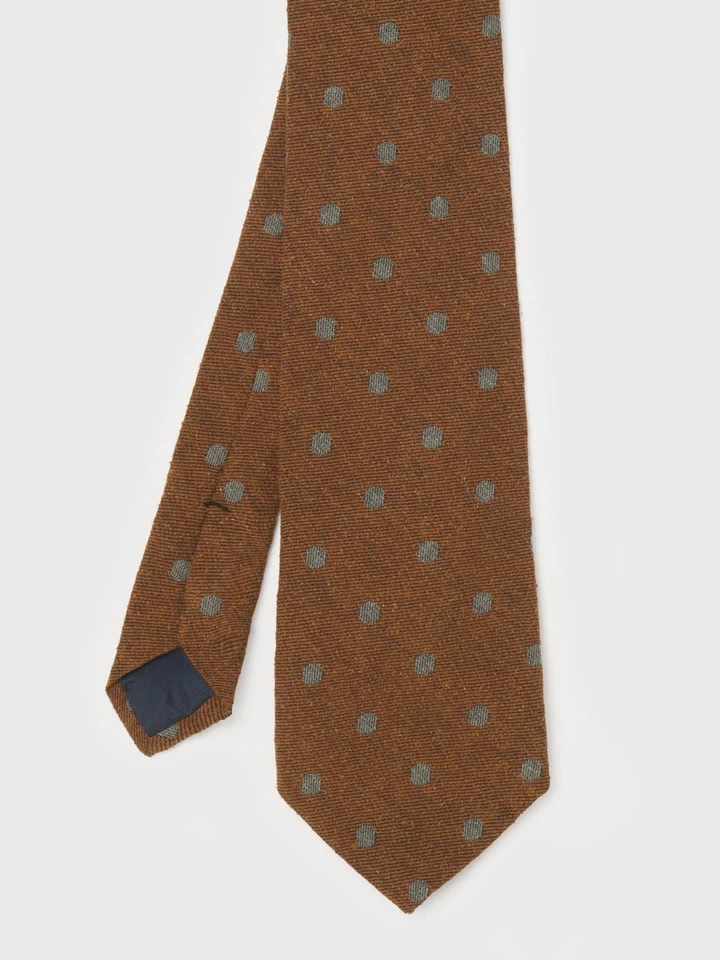 Mens Rust Textured Silk Spotted Tie
