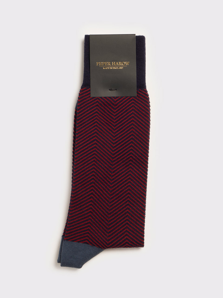 Mens Navy Lux Taylor Patterned Socks
