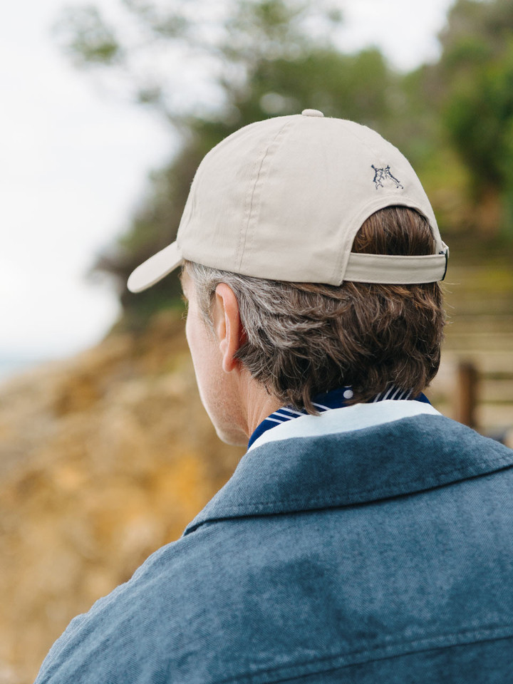 Mens Stone Cotton Baseball Cap on Model Back