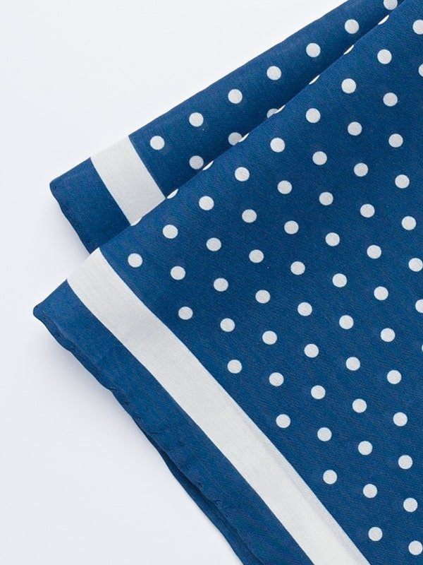 Navy/white Cotton & Silk Pocket Square