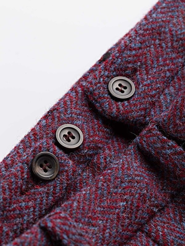 Close Up of Purple Burdock Harris Tweed Trousers Adjustable Waistband