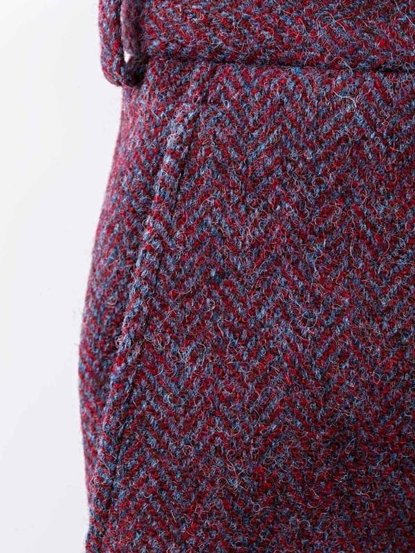 Close Up of Purple Burdock Harris Tweed Trousers Fabric