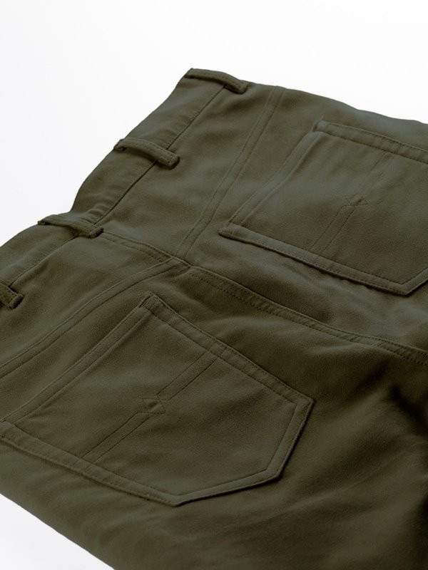 Men's Dark Green Moleskin Jeans back pockets