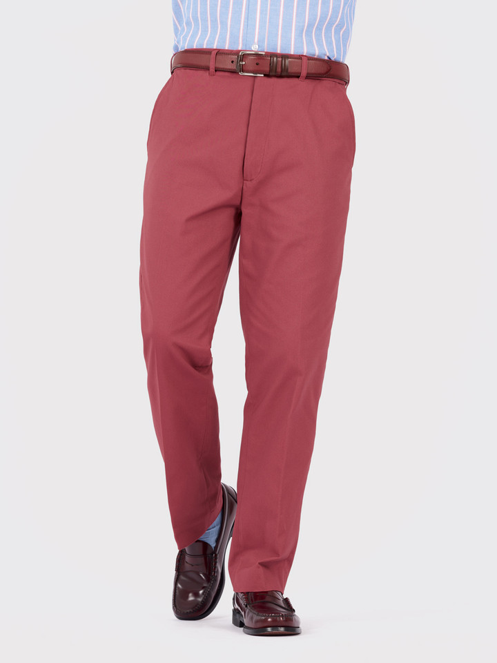 Brick Red Flat Front Chino Trousers
