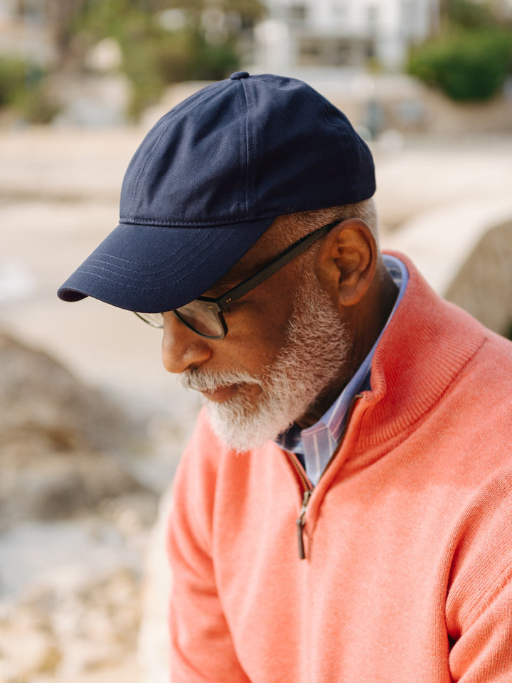Mens Navy Cotton Baseball Cap on Model