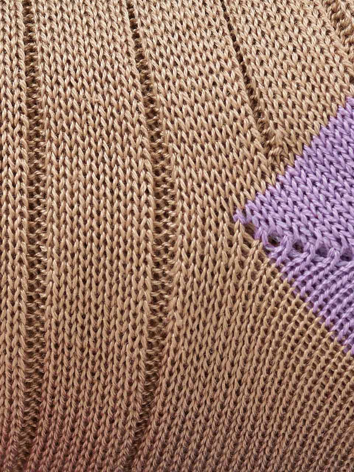 Fine rib of Mens Camel Beige Knee High Socks